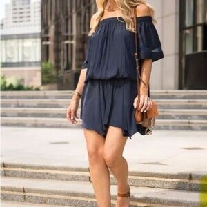 Ramy Brook Jessica Off-Shoulder Navy Mini Dress size M